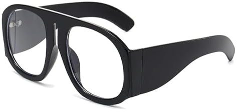 YAMEIZE Oversized Blue Light Blocking Glasses - Women Men Round Anti Blue Light Eye Glasses Thick Frame Gaming Glasses (Black Clear)