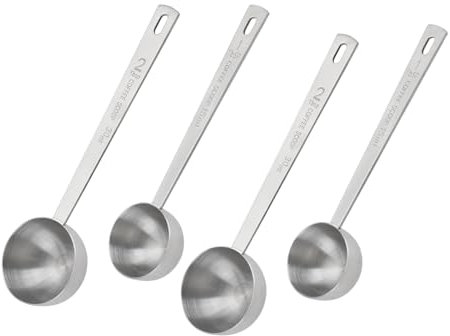 X-BLTU 4Pcs Coffee Scoop, Stainless Steel Coffee Measuring Scoop Set, Measure Spoon with Long Handle, Coffee Spoon Tablespoon for Coffee Beans, Ground/Powder Coffee, Tea, Sugar (2pc-15ml, 2pc-30ml)