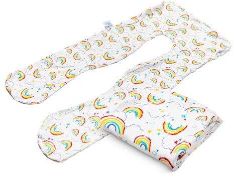 MAKOSAS KomfortKissen Kids Original Ersatzbezug Einheitsgrösse 60x120 cm, Waschbarer Kissenbezug für Kinder, Seitenschläfer-Kissenbezug U-Form (Rainbow)