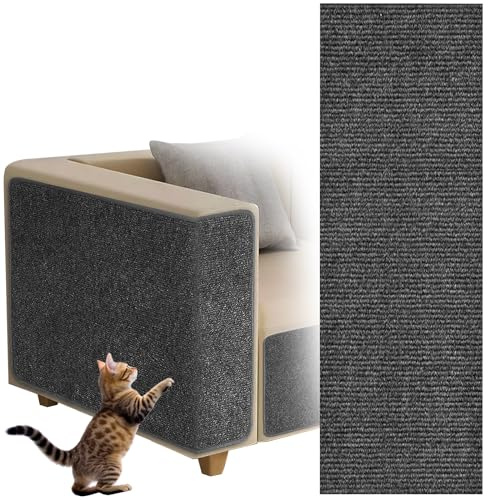Tapis Griffoir pour Chat Auto-adhésif, dellyy Tapis à Gratter Autocollant pour Chat, Climbing Cat Scratcher, DIY Trimmable Chats Grattoir, Protège Les Tapis et Canapés (Gris foncé, 40×100cm)