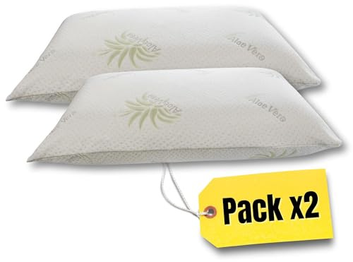 MAXIME MAISON - Coppia Cuscino Memory Foam Ortopedico (Altezza 13) Cuscini Letto Matrimoniale Made in Italy, Guanciale Letto, Cuscini per Cervicale per Dormire (2, con Fodera in Aloe, Altezza 13)