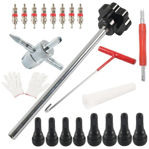 Kit de herramientas de cambio rápido para válvula de neumático de 22 piezas, perfecto para reparaciones y mantenimiento de vehículos (negro)