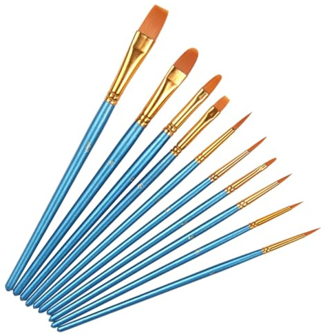 Homoyoyo 10stücke Aquarell Pinselset Mit Flachen Pinseln Für Malerei Und Zeichnung Aus Holz Gefertigt Einfach Zu Reinigen Für Verschiedene Techniken Geeignet