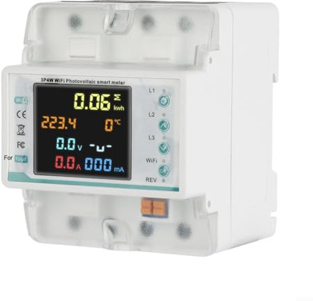 Für Tuya WiFi Smart Meter 3 Phasen Stromzähler 100A mit Überspannungsschutz Bidirektionale Messung Solarenergieüberwachung LCD Display DIN-Schienenmontage Fernbedienung App
