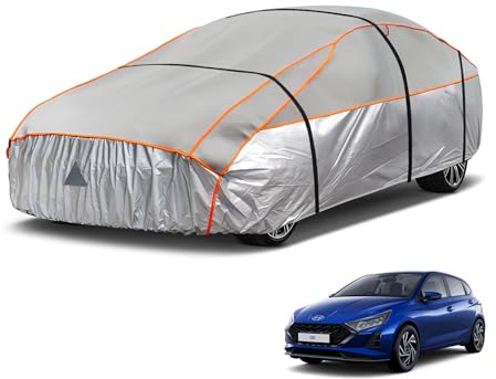 kayme Hagelschutzplane Auto Autoabdeckung Wasserdicht Atmungsaktiv，Hagelschutz Vollgarage Passend für Hyundai i20(2009-2025), Hagelschutzgarage Abdeckplane für Hagel Sonne Regen Schutz,Grau