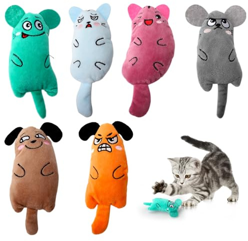 KQDRAVINE Kattleksak, 6 stycken kattleksaker, set av kattkuddar med kattmynta, katter, valeriankudde, plysch, gosig kudde