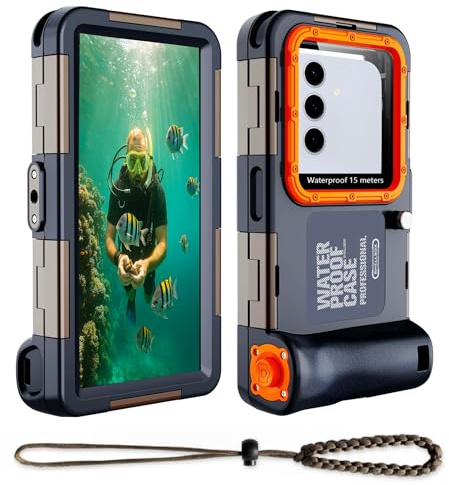 ZLIME wasserdichte Handyhülle – 15 m Unterwassergehäuse für 6,9″ Smartphones – HD-Fotos & Videos – mit Stativ & Trageschlaufe – Kompatibel mit Samsung, Huawei, Pixel, Xperia, vivo (Blau Orange)