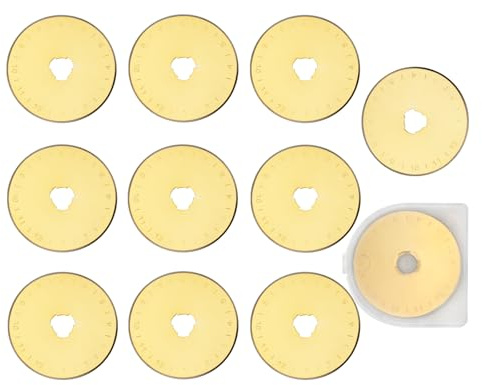 Gasea 10 Cuchillas de Corte Circular Rotativa de 45 mm, Cuchillas de Corte Rotativas, Circular Cuchillas de Corte Altamente Afiladas SKS-7, para Acolchar, Papel, Tela, Albumes de Recortes (Dorado)