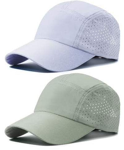 TAGVO Baseball Cap Herren Damen, 2 Stück UV-Schutz Schnell Trocknend Baseballkappe mit Atmungsaktivem Mesh, Verstellbar Leichte Faltbare Läuft Sport Cap, Alltäglicher Lässiger Sonnenhut für Draußen