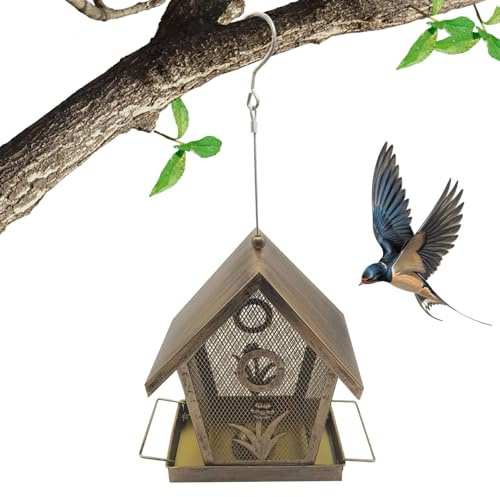 usefulbeauty Vogelfutterstation gegen Eichhörnchen, Futterhaus aus Metallgitter für den Außenbereich | wetterfeste Futterstation für Fenster, Balkon, Garten, Terrasse, Baum