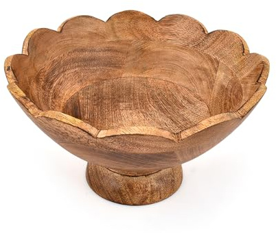 ARAMBH Insalatiera in legno di mango con piedistallo per frutta o insalatiera per cucina e casa e centrotavola (25,4 cm x 25,4 cm x 12,06 cm)