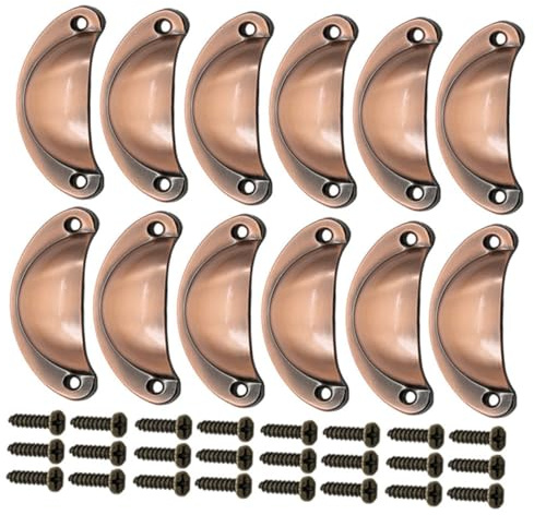 Homoyoyo 12 Stück Teiliges Vintage Schubladenknöpfe Halbkreisförmige Griffe für Küchenschränke Landhausstil Rostfreie Antike Metallgriffe Einfach zu Montieren Einsetzbar