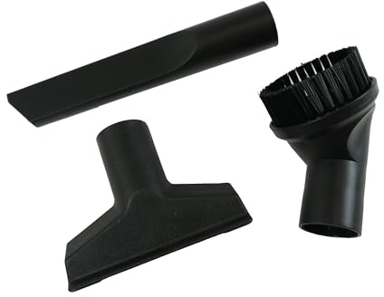 Distri+ - Set di 3 accessori universali per aspirapolvere ø 37 mm - bocchetta a lancia lunga piatta + spazzola rotonda + bocchetta triangolare compatibile con Nilfisk, Karcher, compatibile con Rowenta