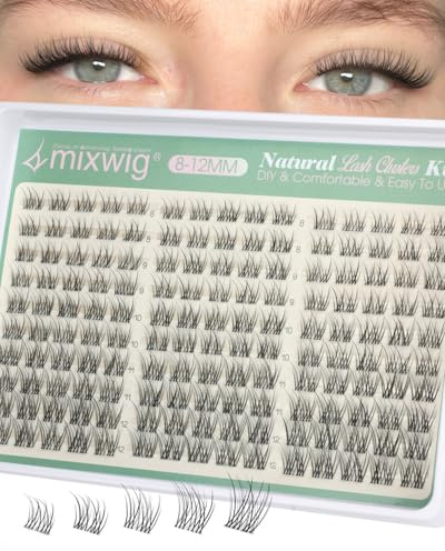 Natürliche Wimpern Extensions 8-12MM Cluster Lashes Kurze Wispy Lash Cluster Unsichtbares Band Künstliche Wimpern C Curly Fake Lashes DIY Wimpernverlängerung by Lvmixwig