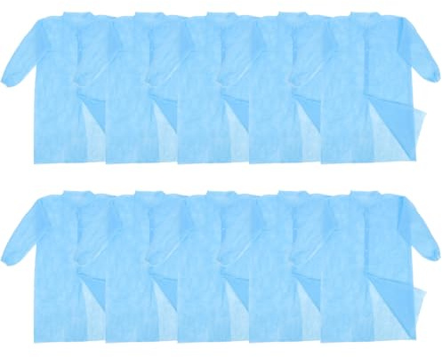 Gadpiparty 10pezzi Tute da Lavoro Monouso Non Tessuto Blu Leggere Bottoni Comodi per Ambienti di Lavoro Protetti