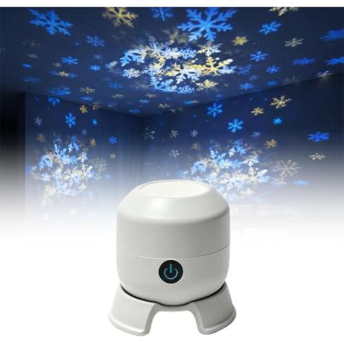 Dynamic Rotating LED Projector Light, USB Rechargeable 360° Rotating Ocean Wave Night Projection Night Light, Multi-Angle Projection Base, for Meditation, Bedroom Home Theater (Christmas)