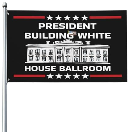 3X5Ft Drapeaux Décoratifs D'Extérieur Bâtiment Présidentiel, Maison Blanche, Salle De Bal, Drapeaux Élégant Drapeau De Famille Lavable Pour Cadeau Pendre La Crémaillère