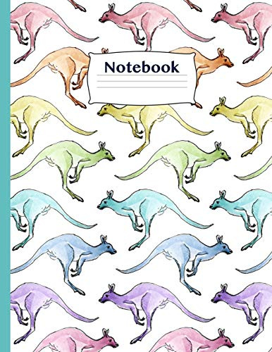 Kangaroo Notebook: 8.5 x 11 - 120 page Blank Lined Pages Notebook for Australia Love Support and Kangaroo Lovers - Rainbow Design