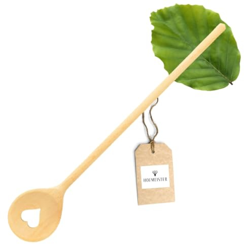 HOFMEISTER® Kochlöffel Holz mit Herz – Geschenk-Kochlöffel aus Buche, 30 cm, hitzebeständig und schonend für beschichtete Töpfe, Handarbeit (1 Stück)