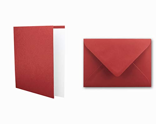 25x Kartenset DIN A6 inkl. Briefumschlägen & extra Einlegeblätter - Blanko Klappkarten in Rosen-Rot im DIN A6 Format - Karten zum Selbstgestalten für Einladungen und Grüße