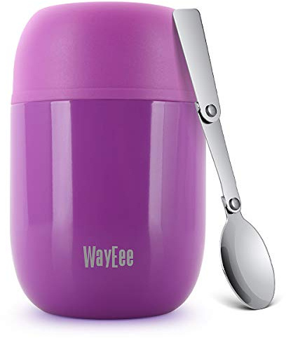 Thermobehälter für Essen 450ml Speisegefäß Edelstahl Speisebehälter Babybrei Isolierbehälter mit Löffel Warmhaltebox Thermo Gefäß Bleiben Suppe Heiß & kalt für Schule Freien Büro