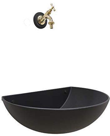 FONDERE BONGIOVANNI Fontana Wandbrunnen Modell FB35 Farbe Gusseisen mit glänzendem Wasserhahn für Haus und Garten