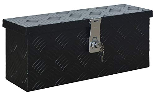 Festnight Aluminiumkiste | Allzweck Transportkoffer | Staukasten | Alukiste Alubox | mit Schließsystem | Schwarz Aluminium 485 x 140 x 200 mm
