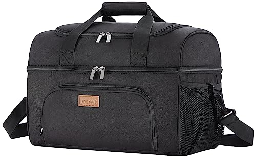 Lifewit 30L Kühltasche Kühlbox Faltbar Cooler Bag Sportliche Kühlbox Isoliertasche Double Decker für Sport/Picknick/Fitness,Schwarz