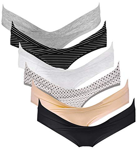 Intimate Portal Culotte Grossesse de Maternité en Coton Slips Post Accouchement pour Femme Enceinte Bikinis Croisés Lot de 6 Inspiration M