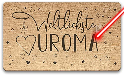 Frühstücksbrett mit Gravur - Weltliebste Uroma - Geschenkidee für die beste Uroma - Holzbrett Buche mit Lasergravur