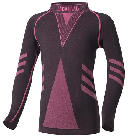 Ladeheid sous-vêtements Thermiques Shirt Manches Longues Unisexe Enfant LAGI007 (Noir/Rose, 122-128)