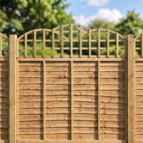 Fence Trellis Topper, 6ft x 1ft Standard Triple Dome Wooden Garden Panel | 1ft 2ft 3ft 4ft 5ft Pressure Treated Decorative Arched Privacy & Garden Divider, Easy-Install, for Patios, Decking & Pergolas