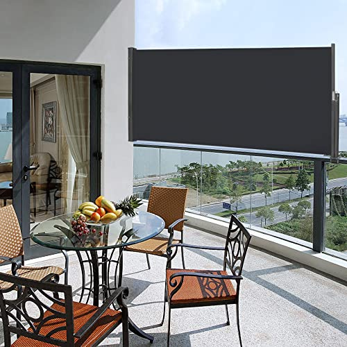 HENGMEI Seitenmarkise ausziehbar 120x300cm Sonnenschutz Sichtschutz Windschutz Verschiedene Größen für Terrasse Camping Garden, Anthrazit