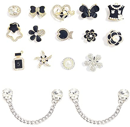 14 Uds. De accesorios de flores para zapatos de diamantes de imitación con 2 uds De cadena de perlas, zuecos, adornos para zapatos, adornos para zapatos DIY, regalos de fiesta para hombres y mujeres
