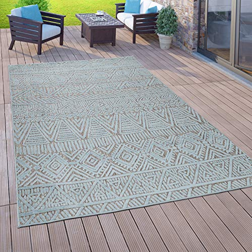 Paco Home In- & Outdoor Teppich Balkon Terrasse Küchenteppich Gartenteppich Modern, Grösse:120x170 cm, Farbe:Türkis 4