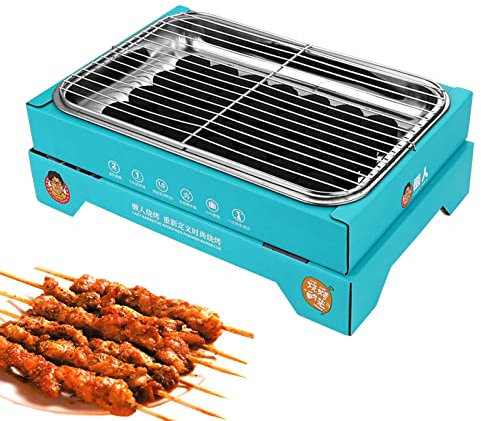 10 st bordsskiva kolgrill – kolgrill kabob grill bärbar grill liten grill | bärbar grillgrill engångsgrill utomhus bara några sekunder för att komma igång Abbto