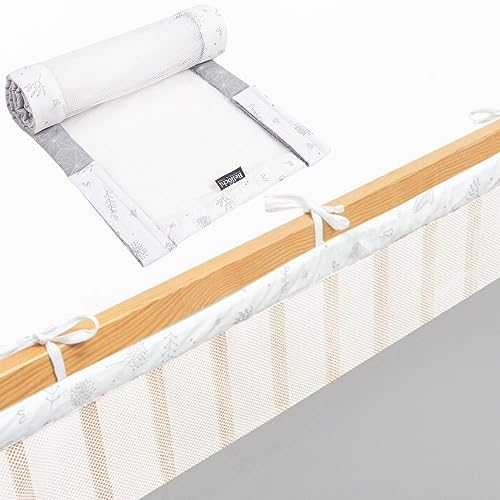 Bettumrandung Babybett, Kinderbett Umrandung 360x30 cm Bettumrandung, Nestchen Babybett Umrandung, gitterbett Schutz Rosetgrey