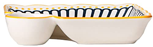 HEMOTON Piatto da Gnocco in Ceramica Vassoio da Sushi Piatto da Sushi con Porta Salsa Contorno Piccolo Antipasto Vassoio da Portata da Cucina Ciotola da Spuntino Piatto da Gnocchi