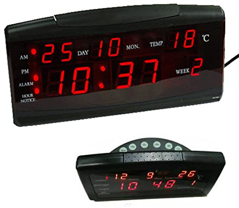 DISCORAMA OROLOGIO DA TAVOLO DIGITALE, OROLOGIO CON TIMER, SVEGLIA DIGITALE VISIONE NOTTURNA LED ROSSO ORA ALLARME TEMPERATURA DATA UFFICIO