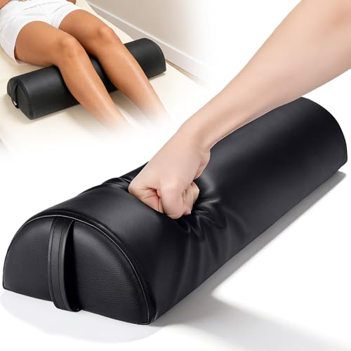 Noverlife Upgraded Large Massage Bolsters for Under Legs, 24 x 8 x 4 in Leg Bolster for Massage Table PU Leather Half Moon Pillow, Ankles Back Pain Relief Knee Bolster Cushion Bolster Pillow for Legs