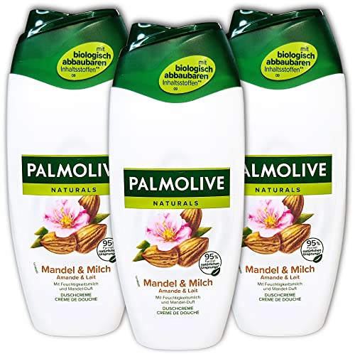 Palmolive Naturals - Crema de ducha (3 unidades, 250 ml, almendra y leche)