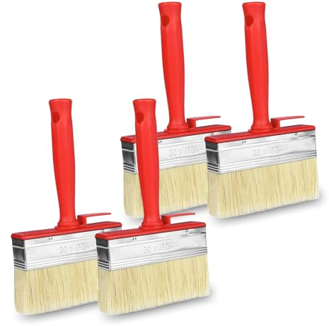 4 Stück Flächenstreicher, 120mmx30mm Lasurpinsel, Wandpinsel, für LöSemittelhaltige Lacke, Lasuren, Holzöl Rot