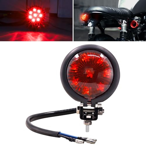 YnGia Feu arrière de moto, feu stop de frein de moto universel, feu de circulation de moto à led rouge 12v feu de garde-boue arrière pour vélo de rue chopper bobber café racer