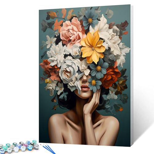 Malen nach Zahlen für Mädchen und Anfänger, Figurenmalerei, Acrylpigmente für Studenten, Leinwand, einfaches Basteln, Heimdekoration, Geschenke, 40,6 x 50,8 cm