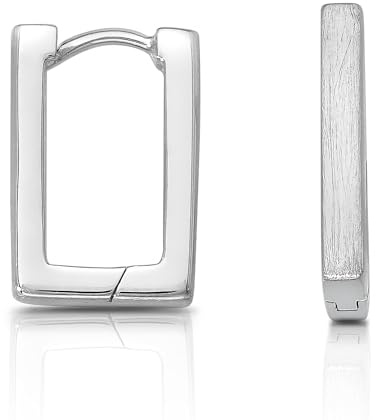 Cassini | Ohrringe Silber 925 Damen – Rechteckige Creolen, matt & schmal, elegante Klappcreolen aus Sterling Silber, hypoallergen & edel als Geschenk oder für Alltag, 3CSW