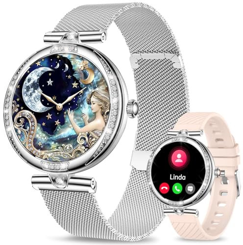 Efolen Smart Watch for Women(Answer/Make Call), 1.19 Touch Screen Fitness Watch with SpO2 HR Sleep Monitor, 120+ Sport, IP68 Waterproof Step Counter Ladies Smartwatch for iPhone Android Silver