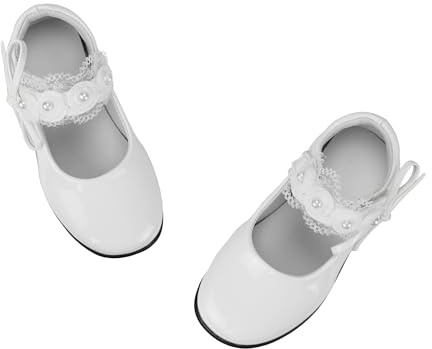 TRIWORIAE-Ballerines Fille Chaussures Plates Mary Jane Élégantes Princesse Dentelle per École Activité Fête Blanc 32