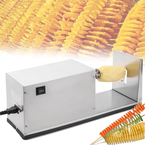 Beachtiful Trancheuse de Pommes de Terre Torsadée électrique, Trancheuse de Pommes de Terre en Spirale, Trancheuse en Spirale de Pommes de Terre en Acier Inoxydable, Spiraliseur de légumes