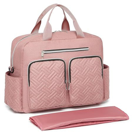 Kono Bolso Pañales Bebé Multifunción con Cambiador, Bolso Carro Bebé de Gran Capacidad con Bolsillos Térmicos y Múltiples Compartimentos, Bolsa Maternidad para Viaje, Hospital y Uso Diario