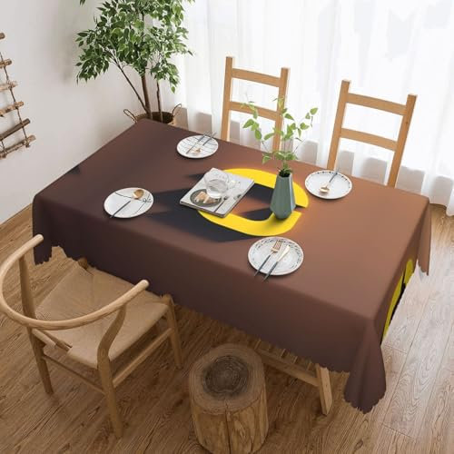 XZDLXJ Rectangular WaterproofO letter logo Tablecloth wrinkle-resistant and washable, ensuring durability for repeated use, Black